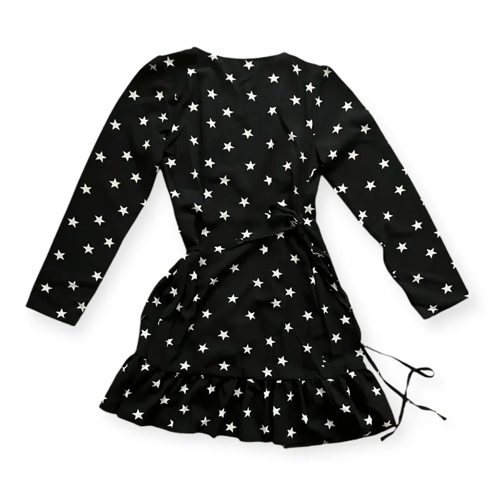 DESIGN Petite wrap front mini dress in star print - Image 5