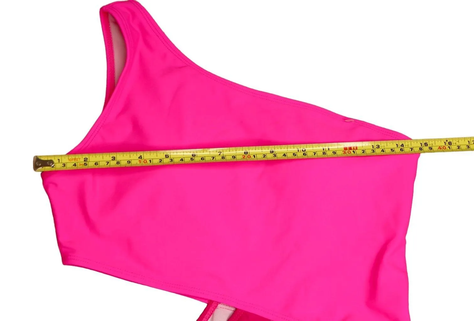 Shein One-Shoulder Hot Pink Cut-Out Asymmetrical One-Piece Swimsuit Medium - Image 4