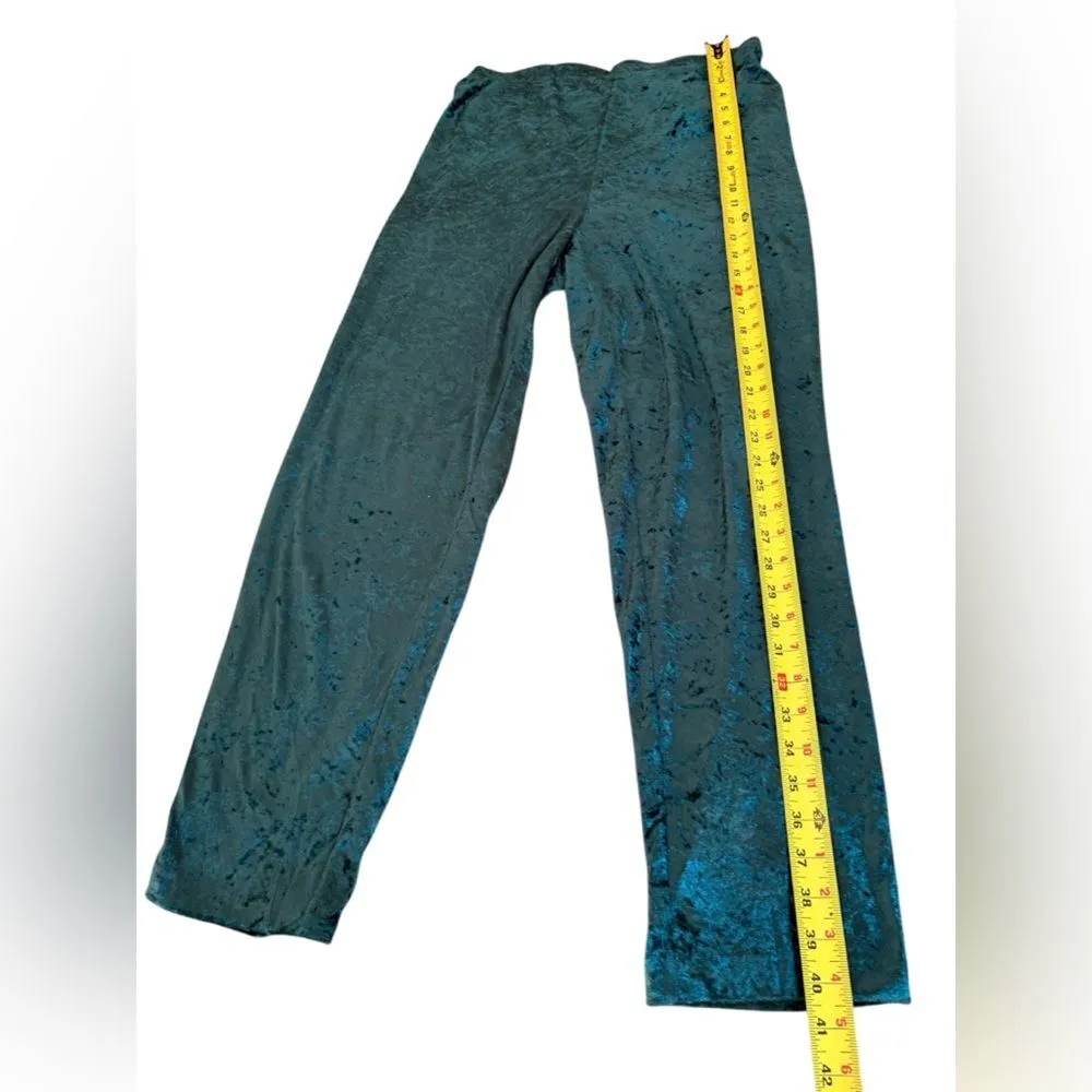 Teddi Vintage 90s Teal Green Velvet Tunic Top High Waisted Pant Set Womens Large - Image 11