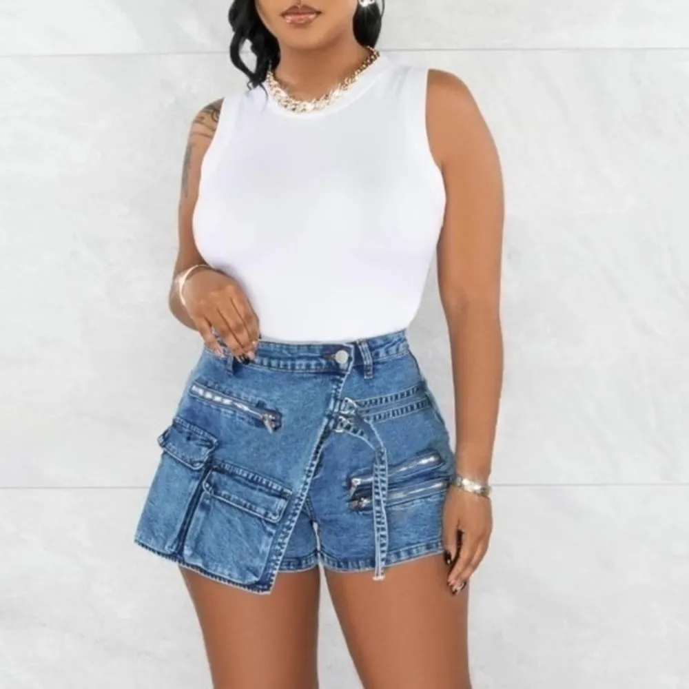 Denim Cargo Skort Blue Size XXL - Image 2