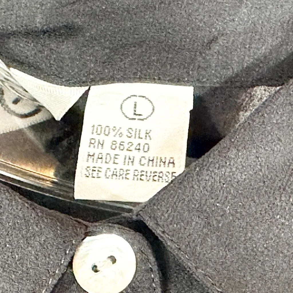 VTG Ravel Large Top Silk Semi Sheer Ruffled Gathered Front‎ Pearl Button Up 364 Black - Image 6