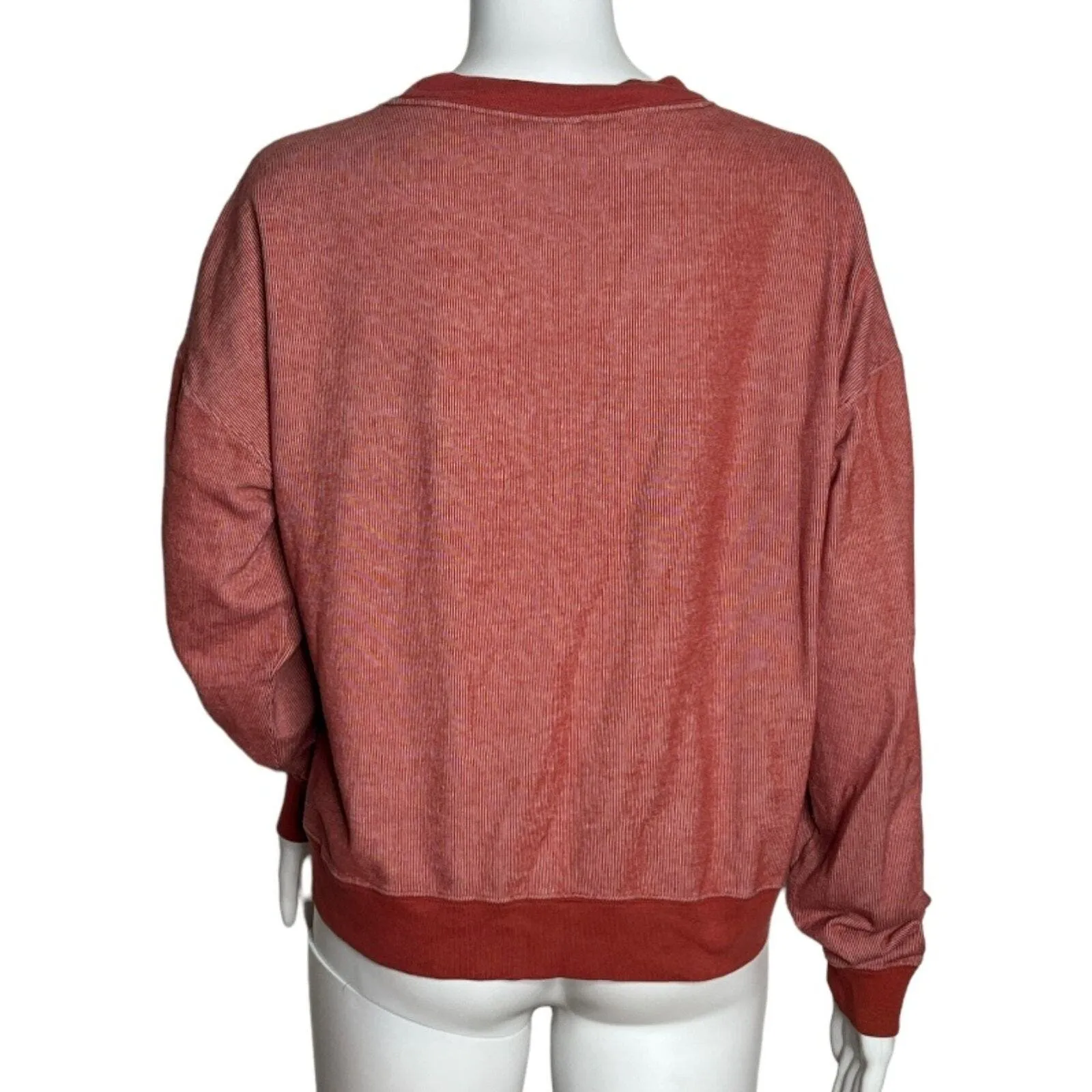 Champion Sweatshirt Womens Medium Picante Pink Striped Cropped Casual Streetwear - Image 3