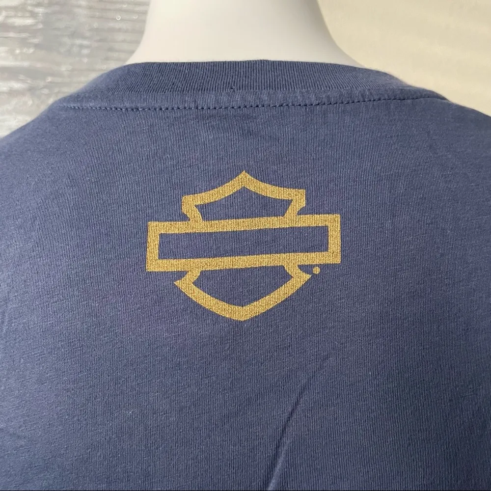 Harley-Davidson Women's Retro Race Flag V-Neck Tee Size L - Image 9