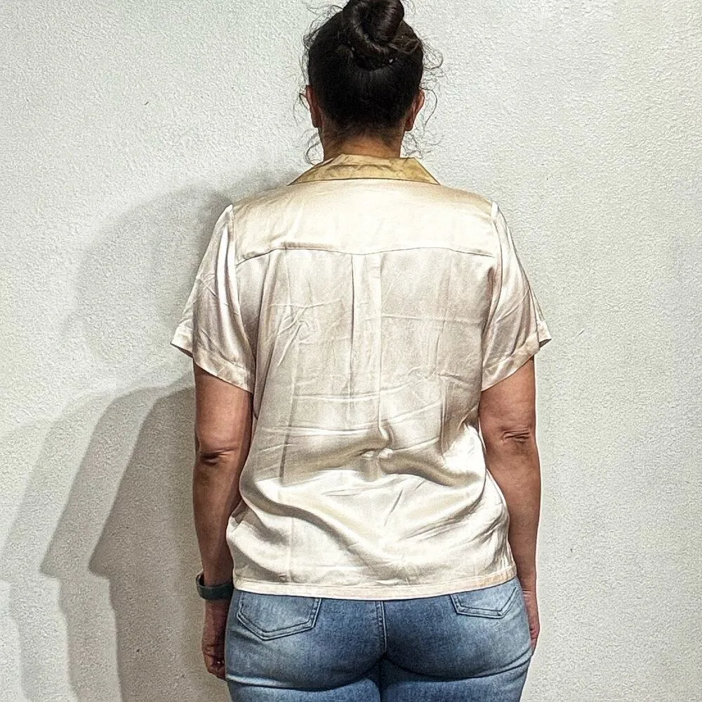 Honor The Gift Cream Notes Camp Shirt Sz M Size M - Image 10