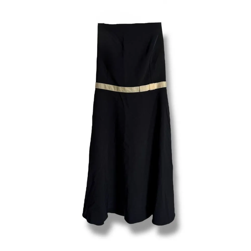 Ruby Rox Womens Dress Sz 7 Black Strapless Fit and Flare Y2K Cream Velvet Ribbon - Image 2