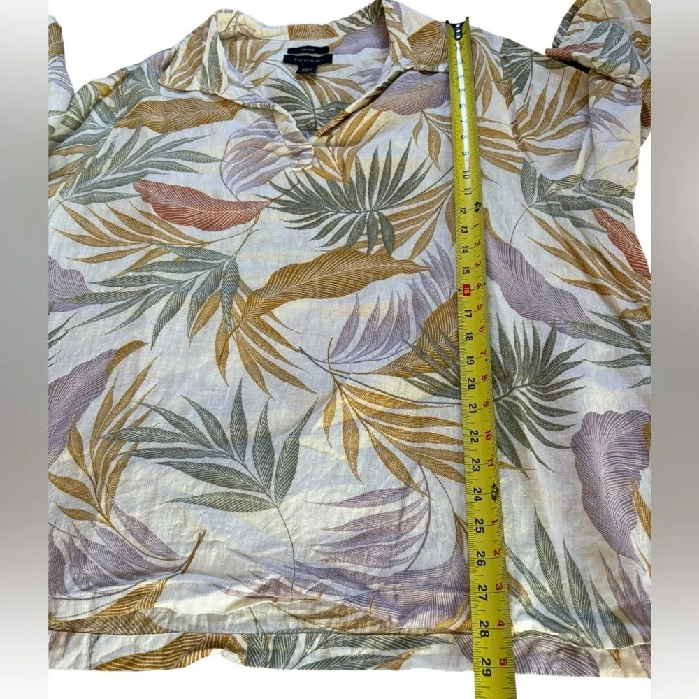 Tahari Linen Blouse Floral Hawaiian Resort Vacation Tunic Womens Size 3X - Image 8