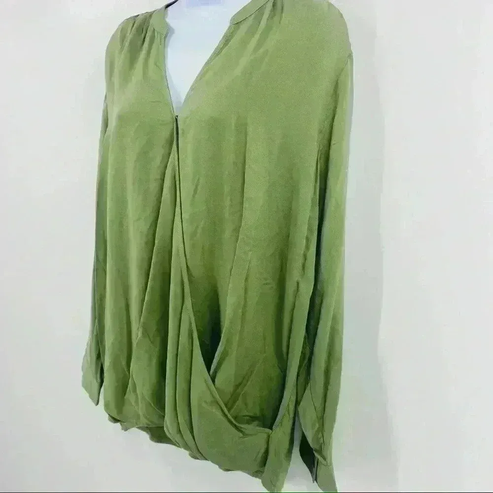 Terra & Sky Green Long‎ Sleeve Open Wrap Top 4X - Image 8