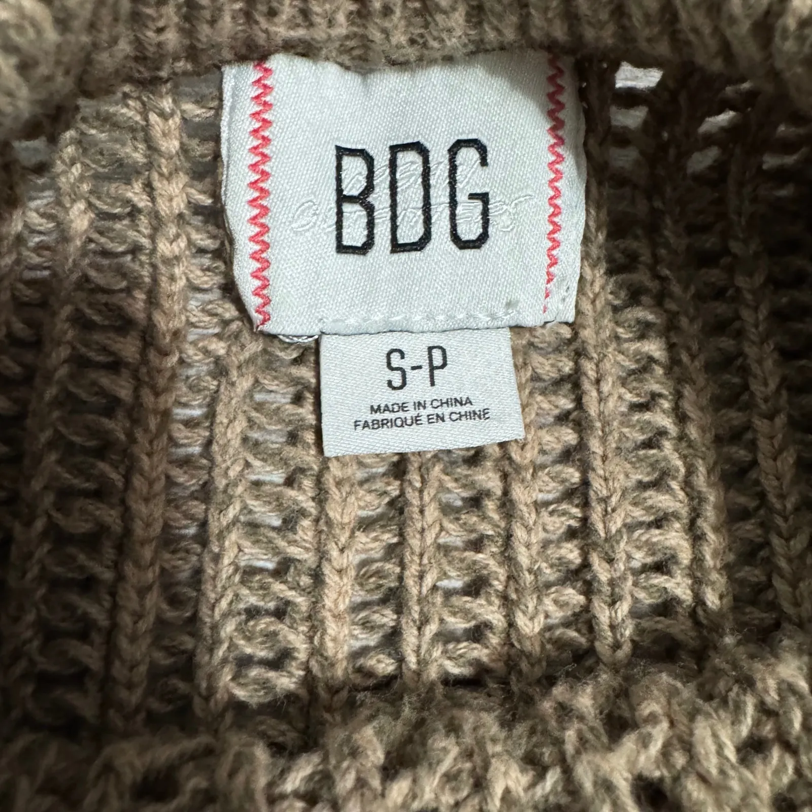 Urban Outfitters BDG Tan Knit Cropped Short Sleeve Pocket T Shirt Top Women Sz S - Image 9