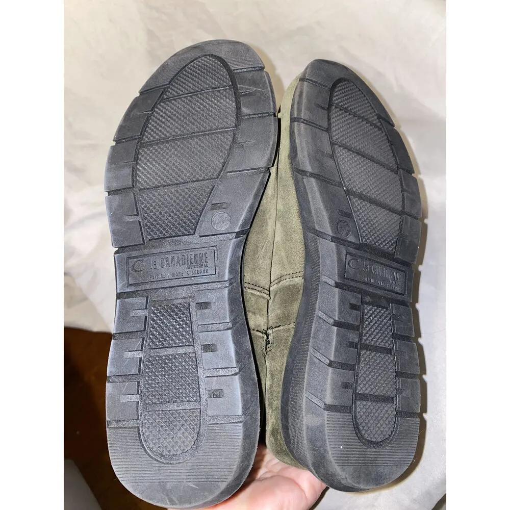 La Canadienne Montreal Vira Women's 6.5 Green Suede Zip Round Toe Bootie Boots - Image 6