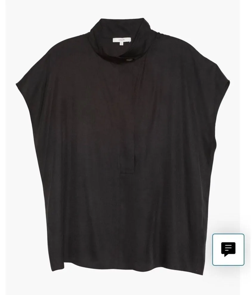 VINCE Stand Collar Silk Blend Shirt Size XS - Image 5