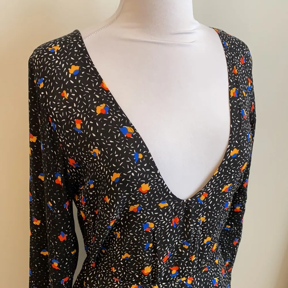 Black Floral Bell Sleeve High Low Dress - Image 6