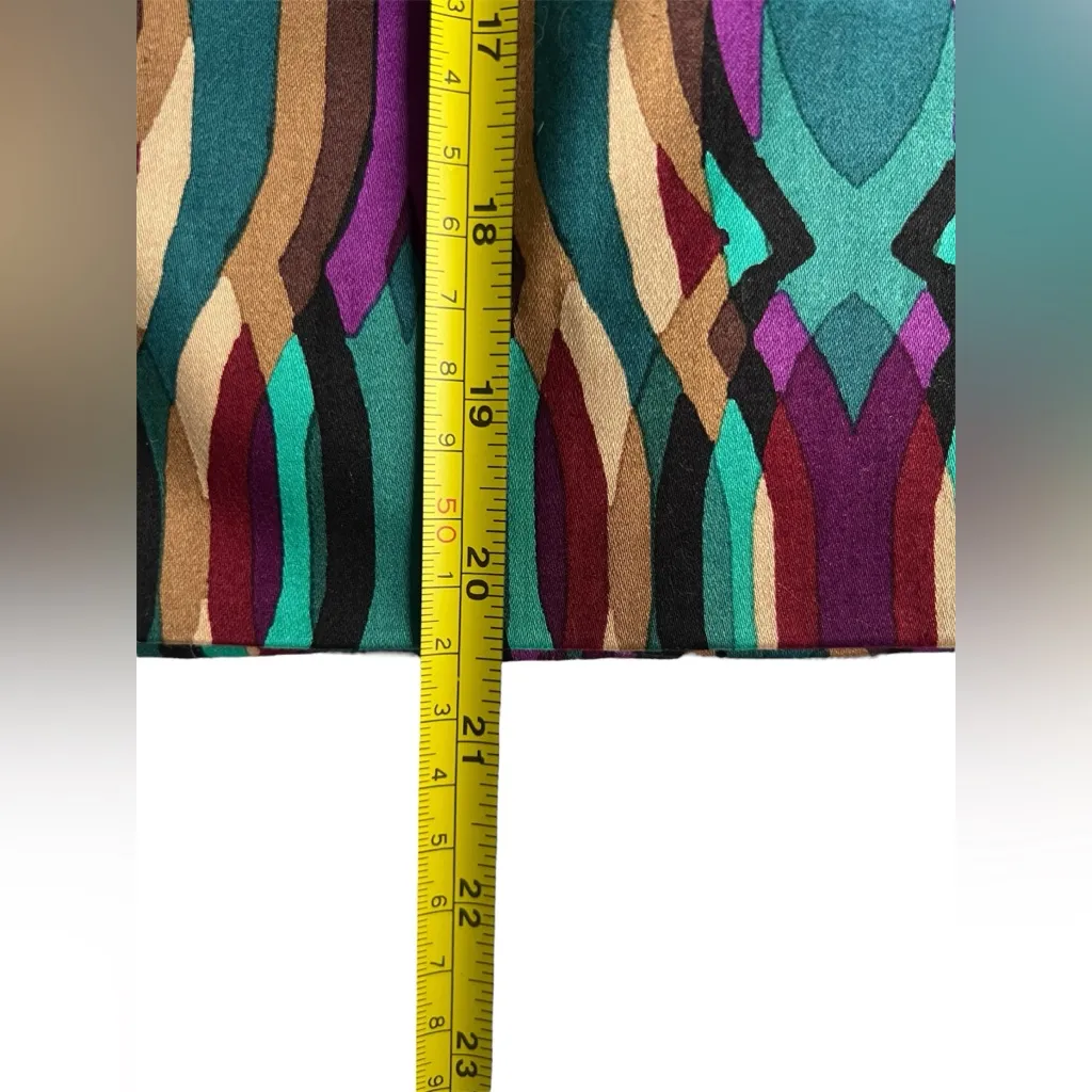 Etcetera NWT Teal Purple Geometric Sateen Pencil Skirt Size 00 XXS Luxe - Image 12