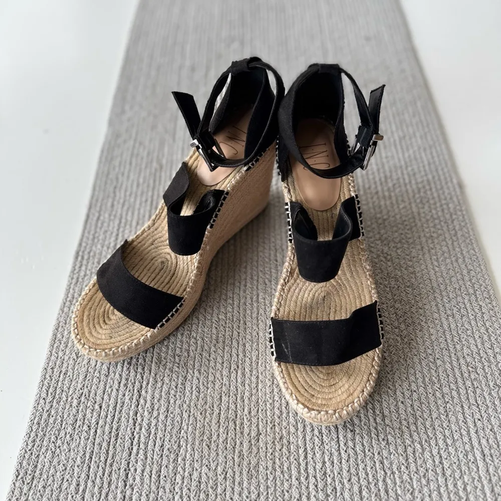 I.N.C. International Concepts Black Strappy Espadrille Wedge Sandals Size 10 - Image 10