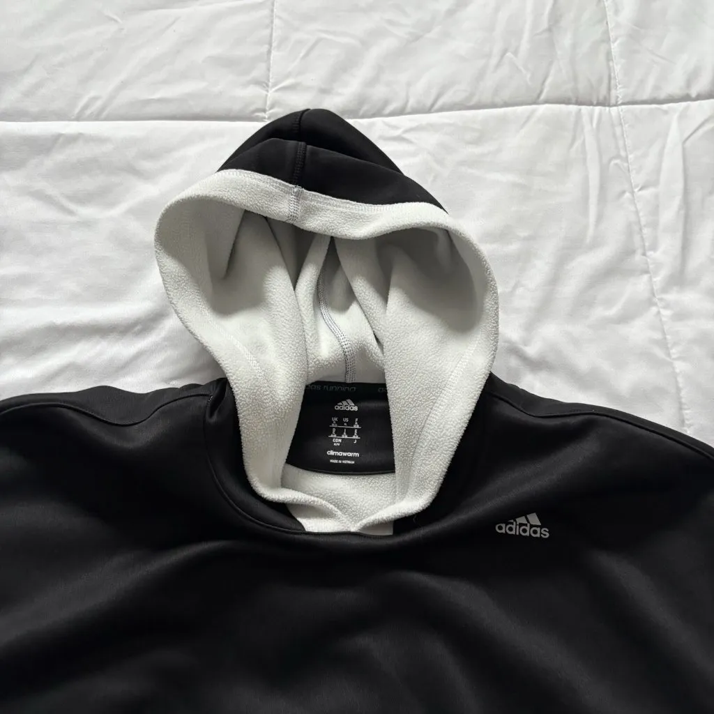 Adidas Womens Size XL Hoodie Sweatshirt Black Fleece Climawarm Hooded - Image 9