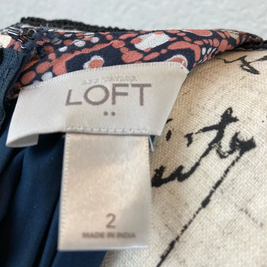 Loft Coral Geometric Halter Sleeveless Sheath Dress A85 - Image 2