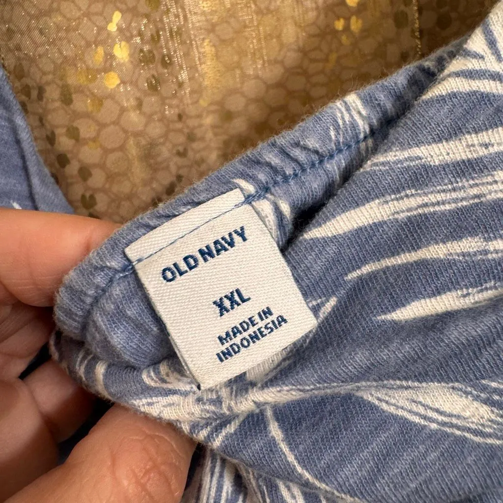 Old Navy Tropical Print Cotton Slub Knit Mini Dress/Top Light Blue XXL - Image 5