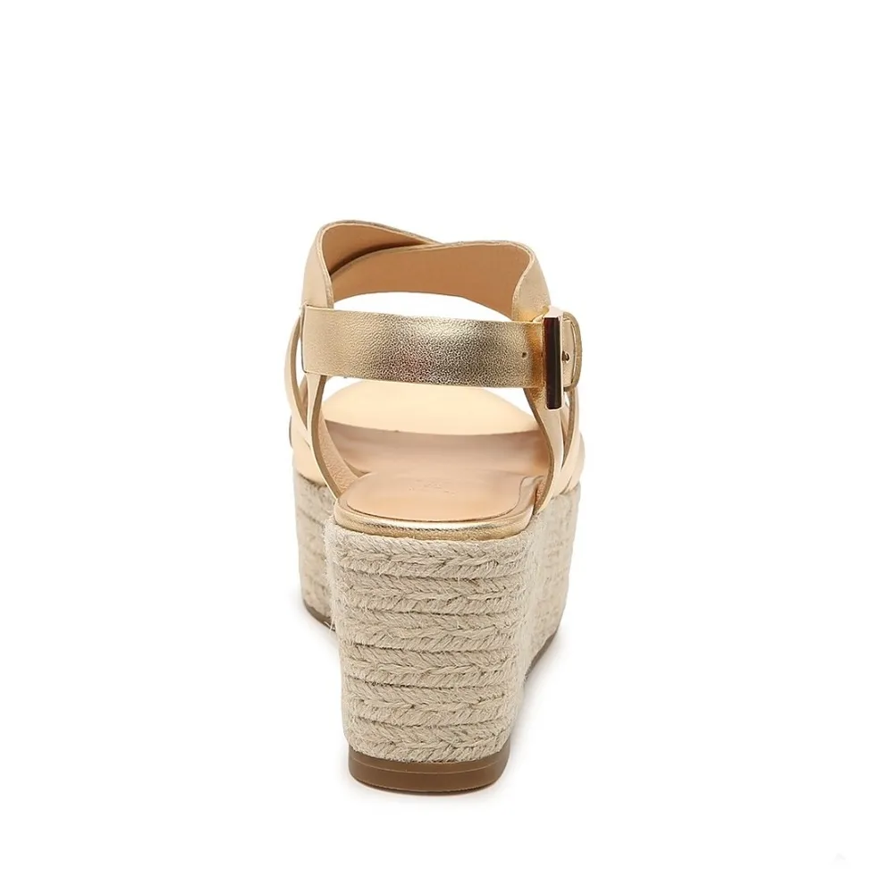 New JOIE Gaelyn Espadrilles Platform Sandals, Light Gold Size 41 New in Box $278 - Image 7