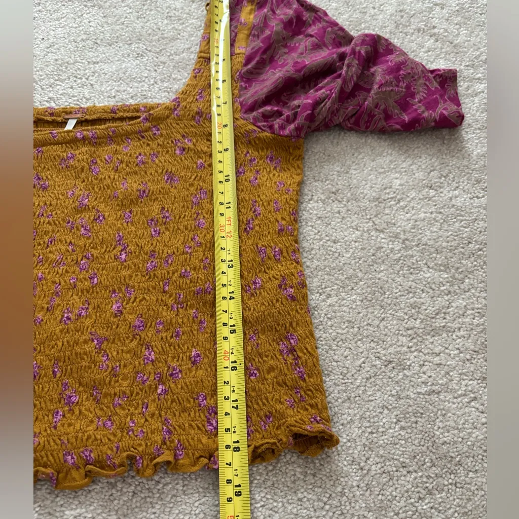 Free People Boho Mixed Print Smocked Crop Top - Image 8