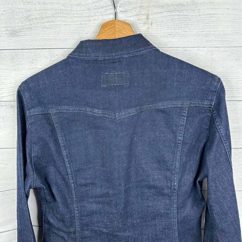 Levis Womens size Medium Retro Style Red Label Denim Jean Jacket Cowgirl Country - Image 7