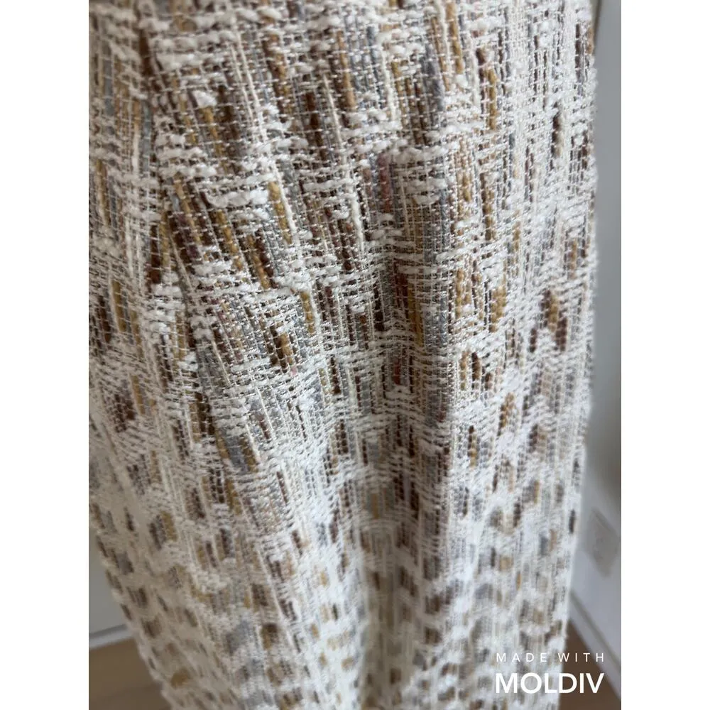 Vintage 60s Mod Dress Made USA Neutral Size Small Twee Secretary Boucle neck Tie Tan - Image 6