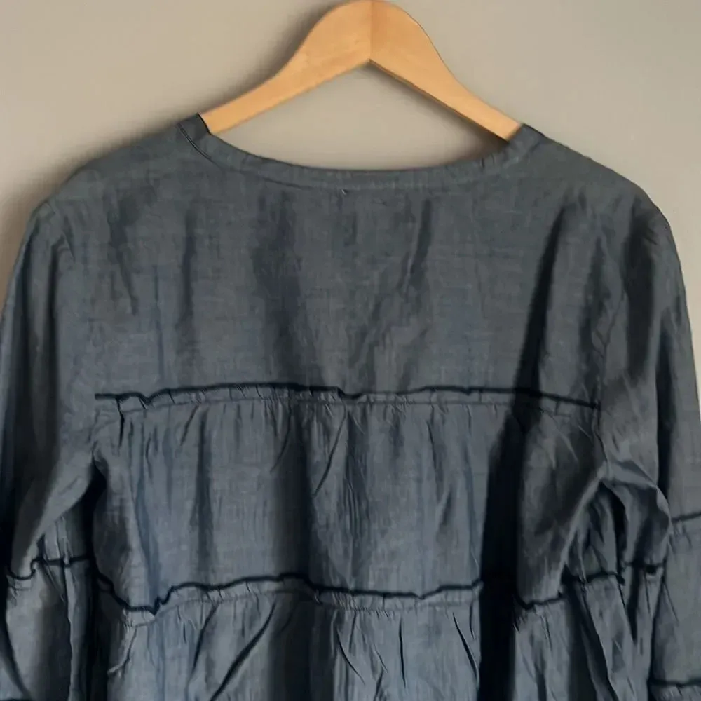 SUNDANCE CATALOG Sonora Tiered Blue Chambray Top - Image 11