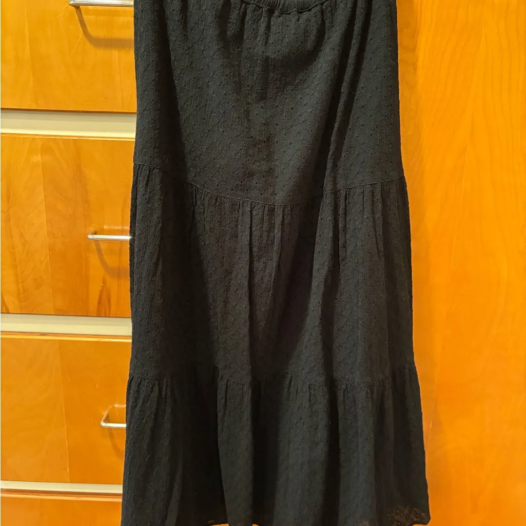 Lauren Ralph Lauren Black Eyelet Embroidered Skirt Maxi Medium Tiered - Image 2