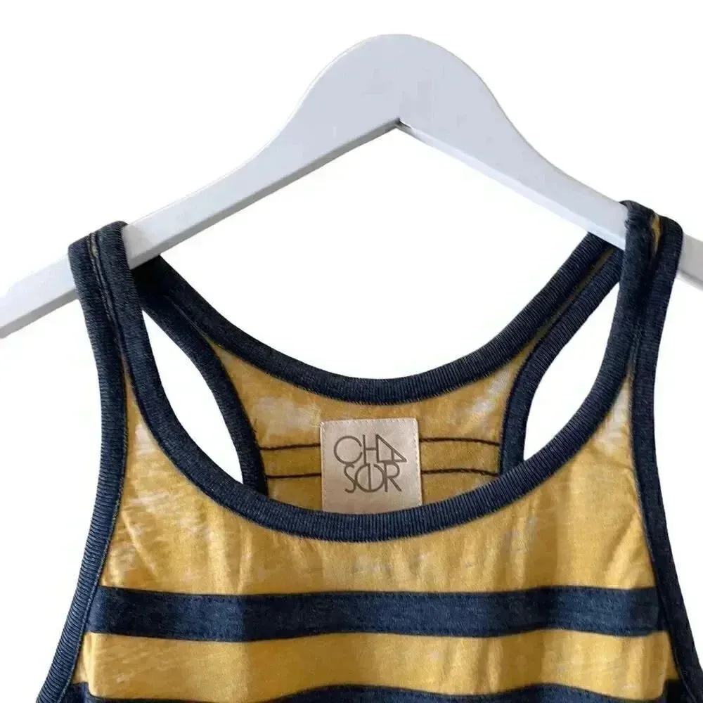 Chaser Revolve Mustard Navy Color Block Racerback Muscle Tank Top SZ M - Image 5