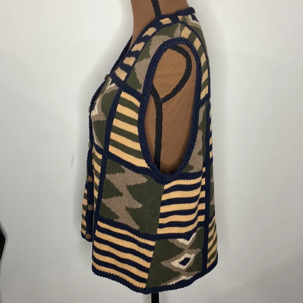 Vintage Christopher & Banks southwestern print grandpa buttoned sweater size XL - Image 4