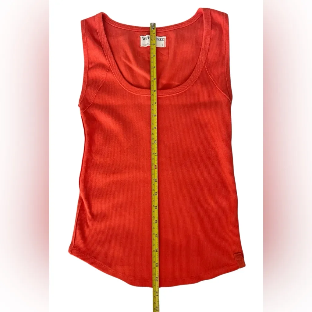 We The Free People Tank Top Orange Stretch Sleeveless Scoop Neck Ribbed Knit S - Image 13