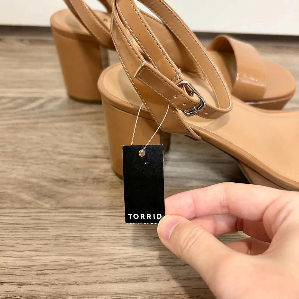 Torrid Platform Block Heel Sandal Nude Tan Size 11WW NWT - Image 9