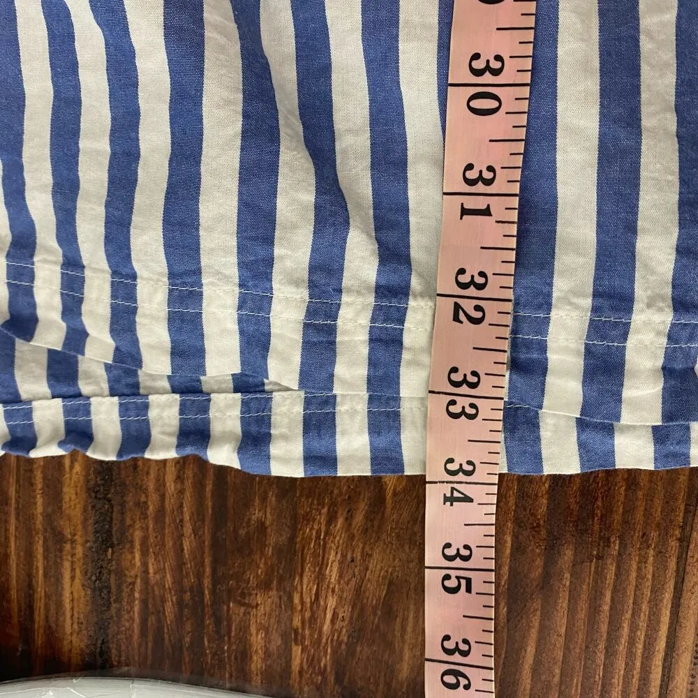 WHIT Two Vertical Striped Open Shoulder Ruffle Dress Blue White Size Small - Image 8