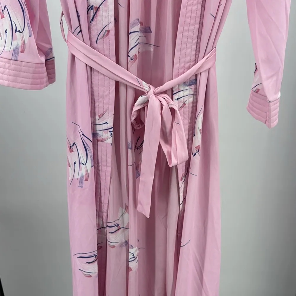 Odyssey by Avon Pink floral Lace Trim slip nightie and matching Robe S vintage - Image 15