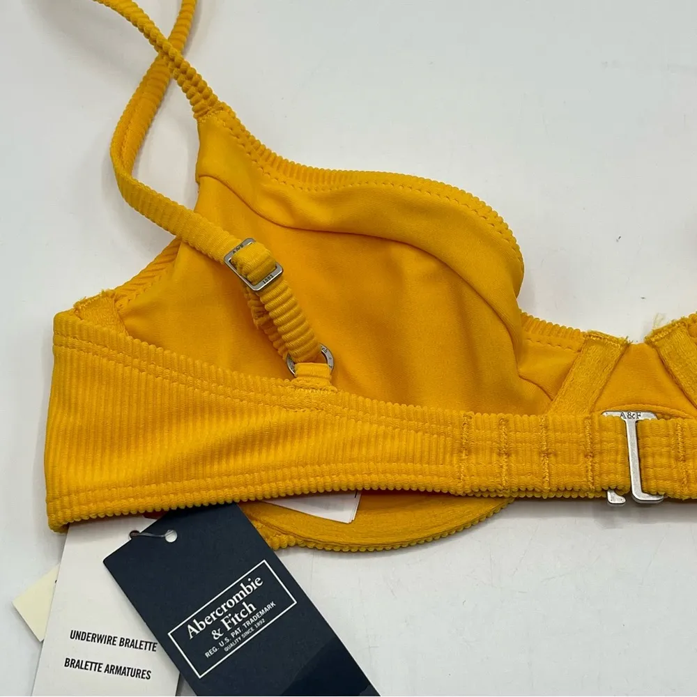 Abercrombie & Fitch Sz XS Yellow Underwire Bralette Corduroy Bikini Top - Image 8