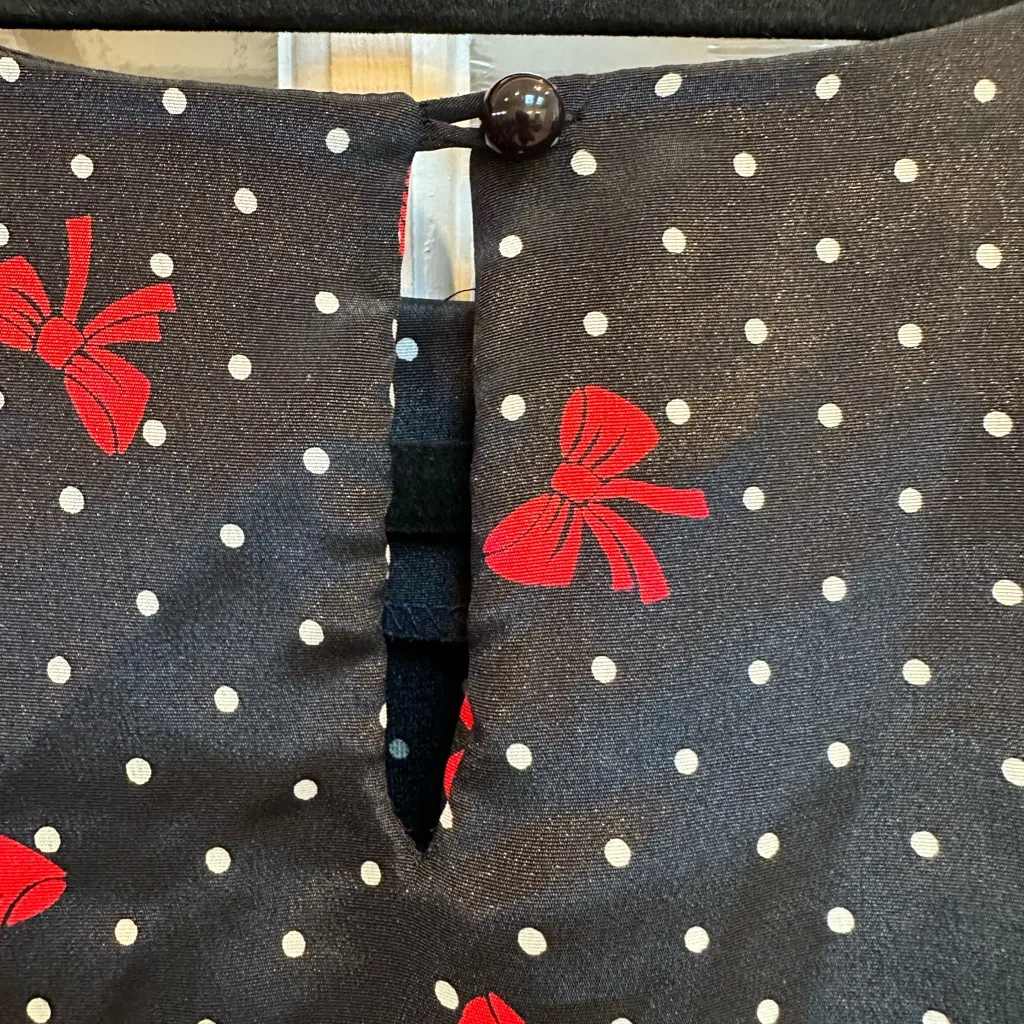Vintage Miss Oops of Cali Red Bow Polka Dot Pinup Retro Rockabilly Dress Size M Black Size M - Image 4