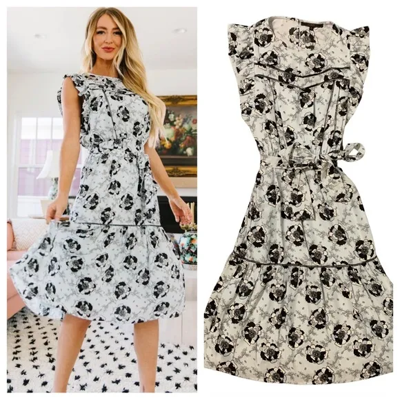Boutique | The Black Rose Spring Midi Dress Size Medium - Image 3