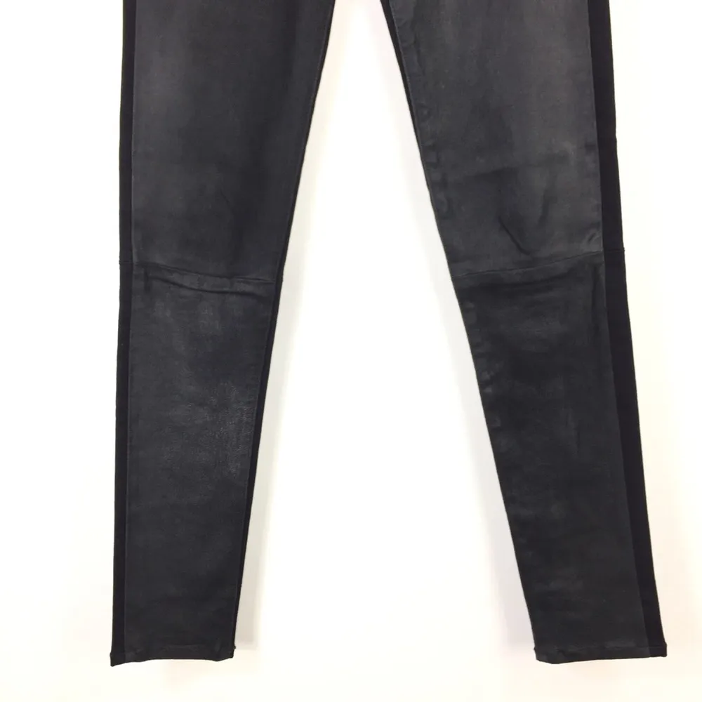 Rag & Bone Hyde Genuine Leather Panel Jeans Size 27 Coal - Image 19