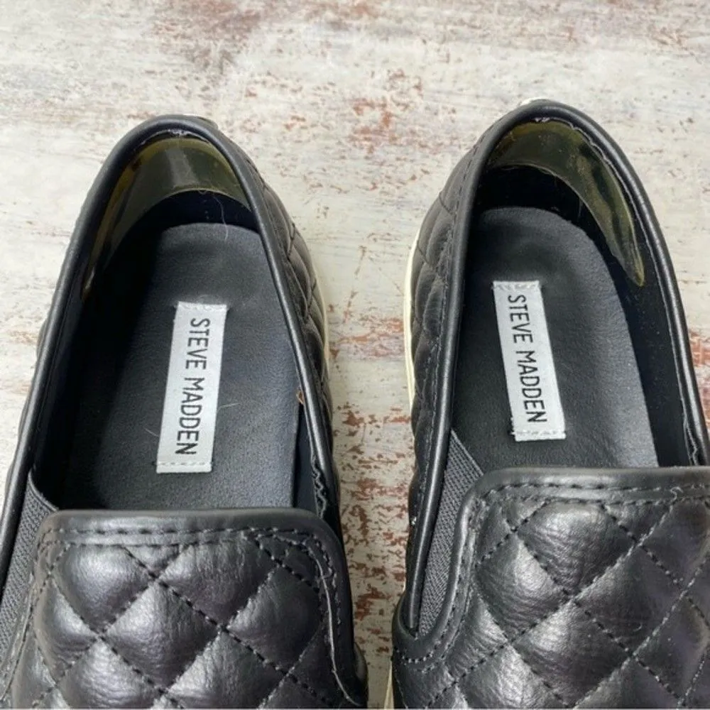 Steve Madden black faux leather slip on shoes 8 ecentriq - Image 4