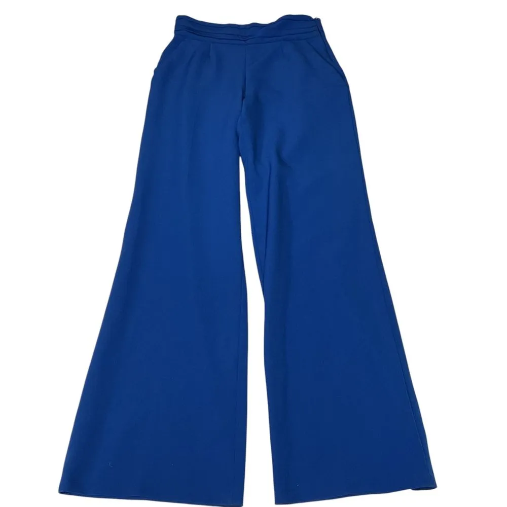 Glamour Size 10 Blue High Waisted Wide‎ Leg Trouser Pants with Pleated Waistband - Image 6