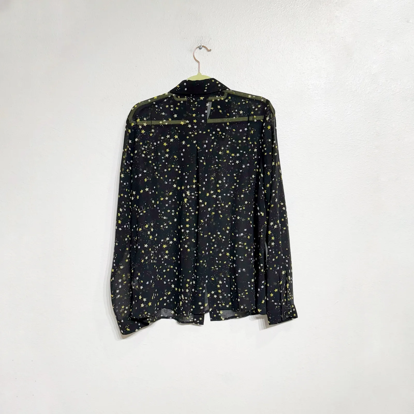 CAbi Black Sheer Galaxy Star Blouse Sz M - Image 9