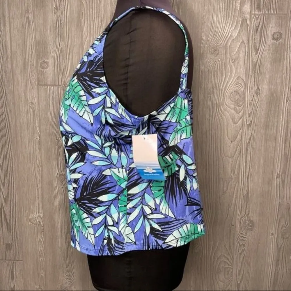 Nwt aquabelle tankini top tropical floral plus size bathing suit swimwear 26 swi Green - Image 4