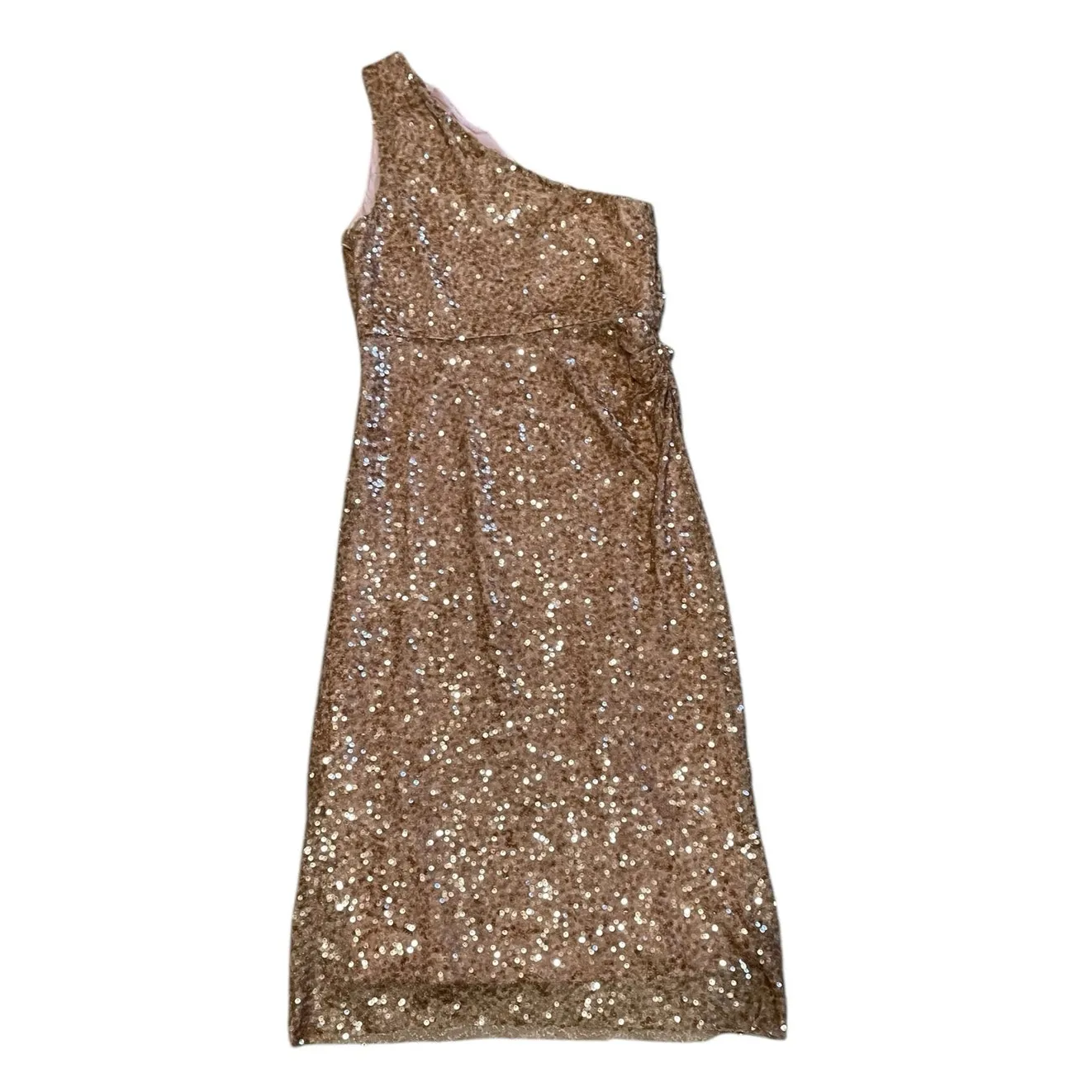 Sachin + Babi Size 8 NWT Sequin Carmen Dress One Shoulder Stretch Midi Honey - Image 6