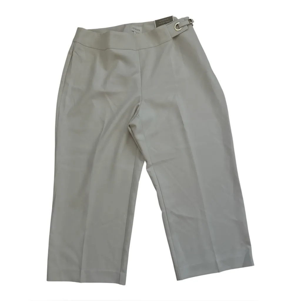 NWT Chico’s Ultimate Fit Soft Pleated Side Hardware Crop Pants | Opal | 3 (XL) - Image 4