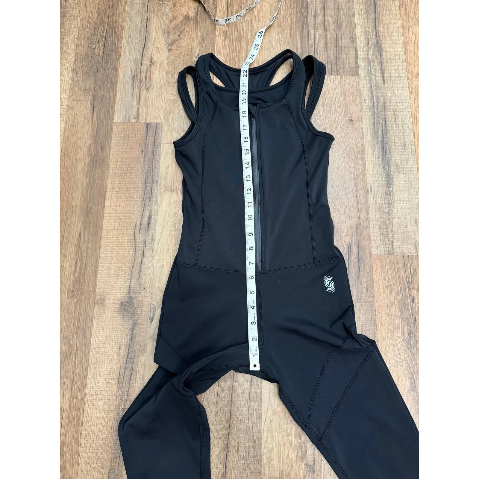 iD Strongwear Black Compression Jumpsuit XSmall Zip Front‎ Racerback Size 0 - Image 6