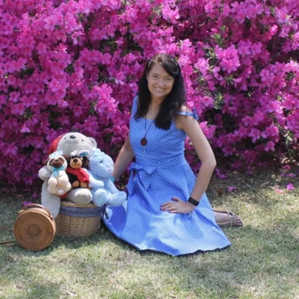 NEW Light Blue and White Polka Dot Bonefine Dress Size M - Image 6