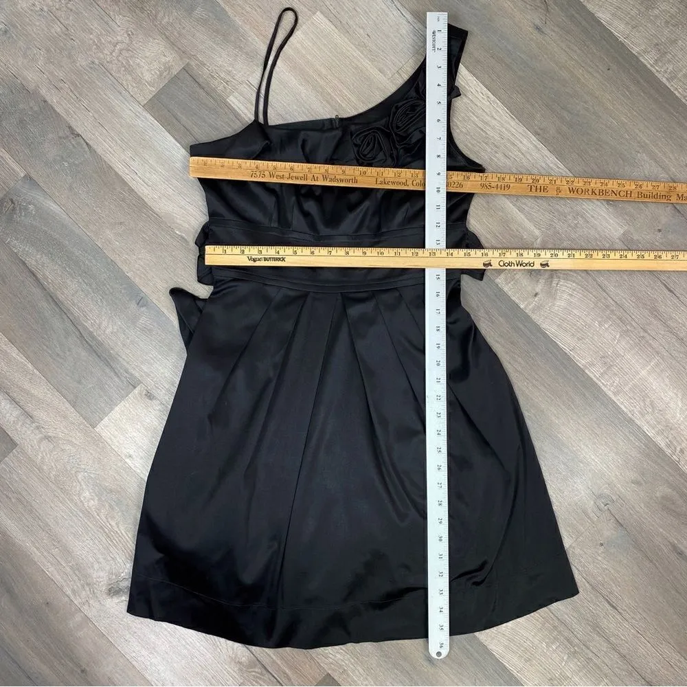 Teeze Me‎ Juniors Satin Taffeta One Shoulder Rosettes Dress Black 11 - Image 11