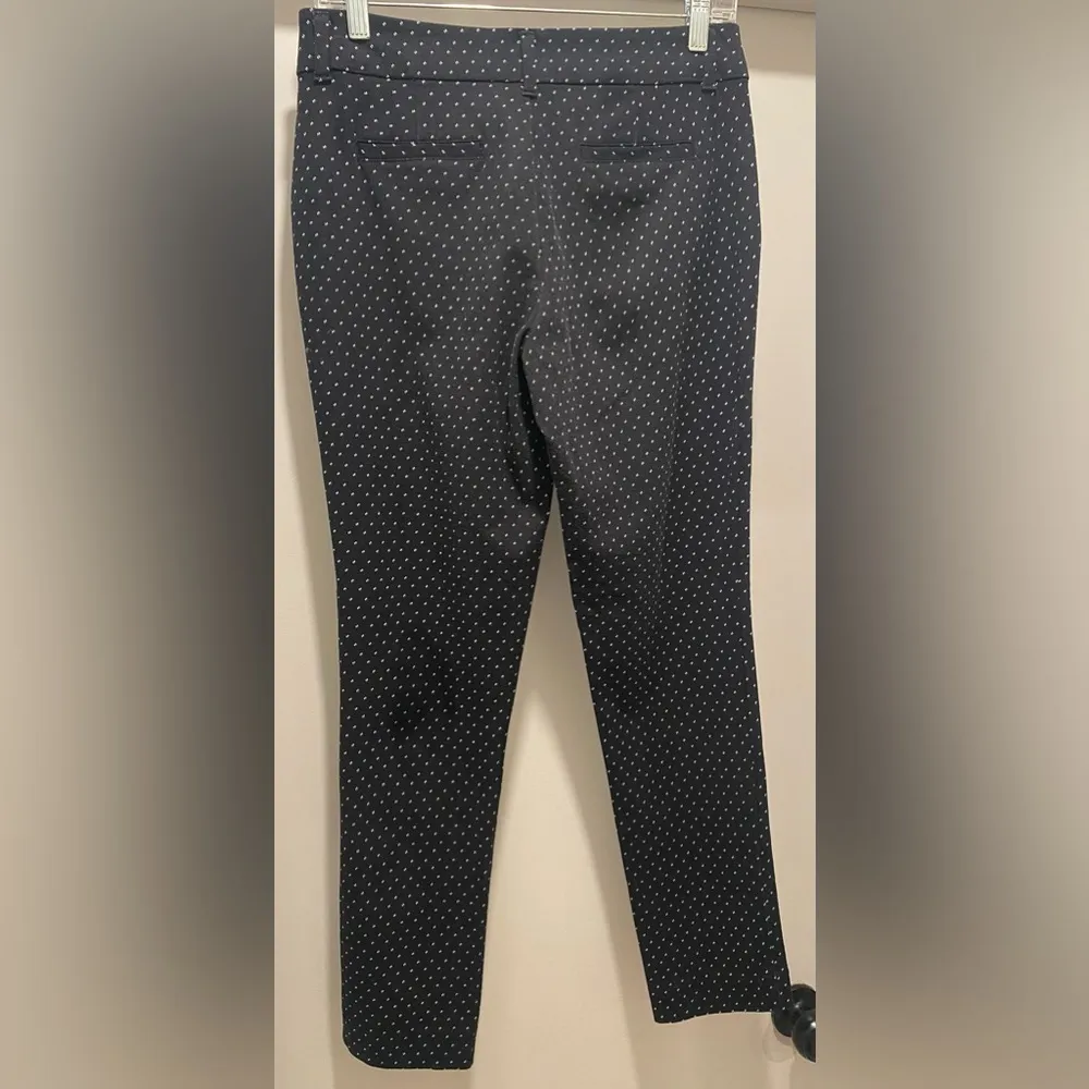 Mid-Rise Black & White Printed Work Skinny Straight Leg Pants Slacks - Image 6