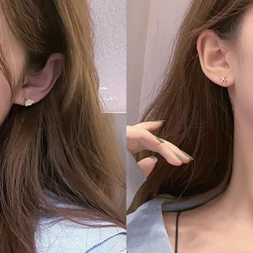 Cute Airplane & Cloud Asymetrical Stud‎ Earrings, Sky, Flight Atendant, Gift Gold - Image 8