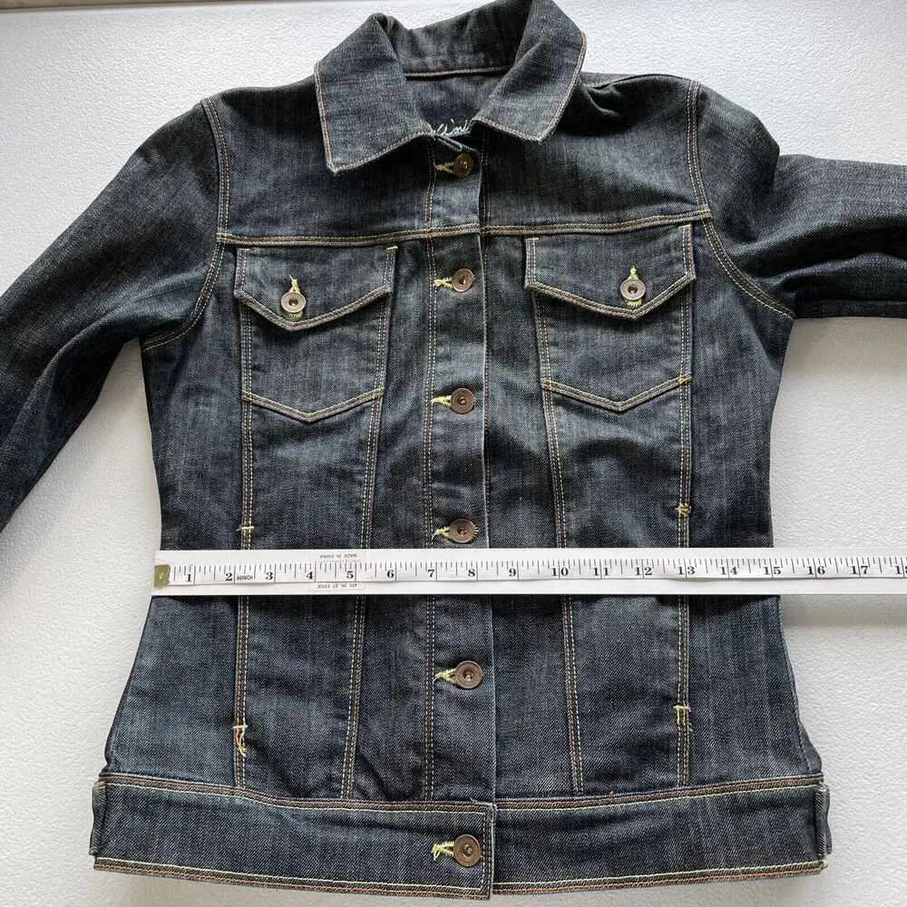 Salt Works Womens S Button Up Fitted Stanton Denim Jacket Long Sleeve Rinse Wash Blue - Image 11