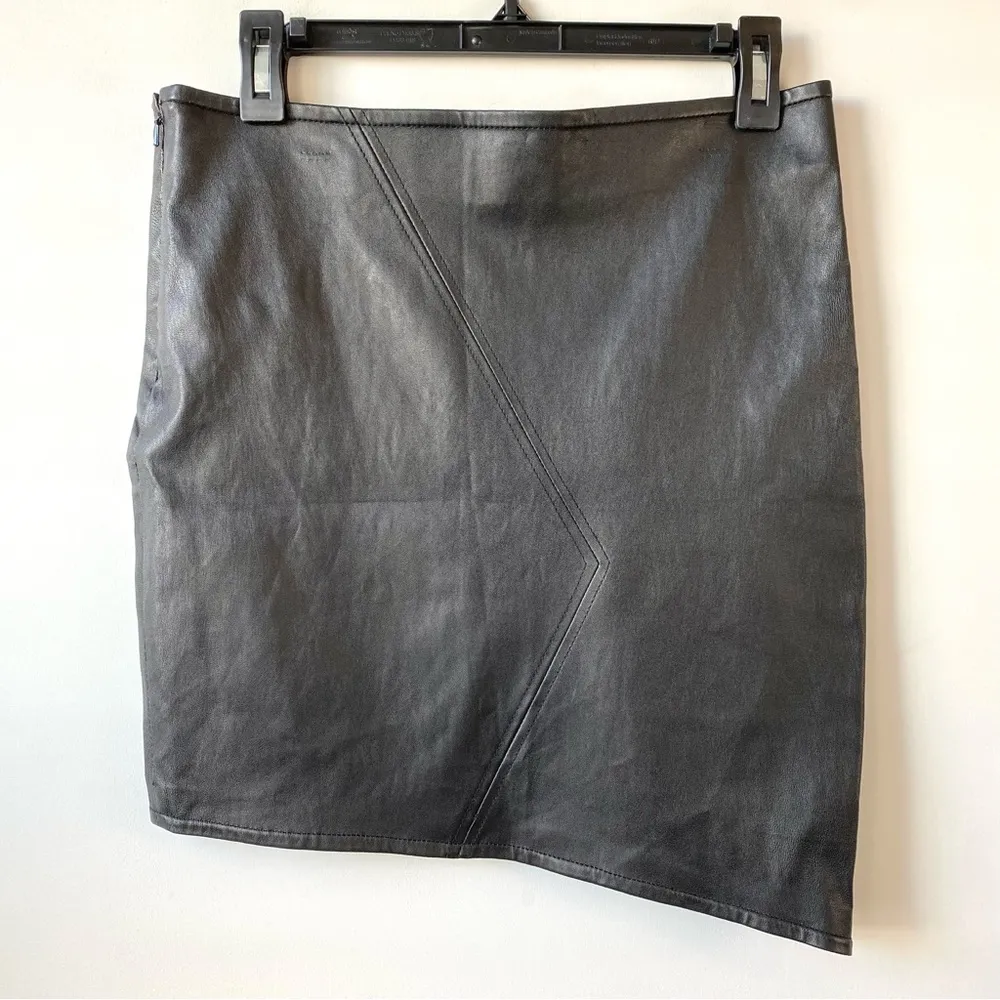 Ba&sh Jupe Party Asymmetrical Lamb Leather Mini Skirt Black 8 - Image 7