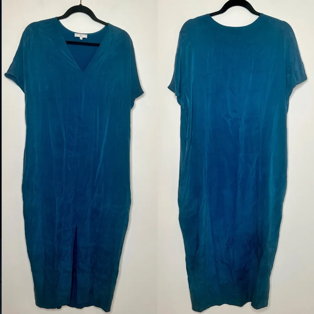 J. Crew x Universal Standard Cupro Lagenlook Dark Teal Maxi Dress - Image 2